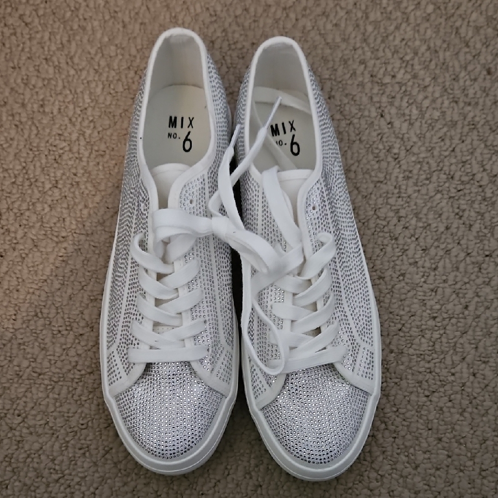 Brand New Mix No. 6 Women's Shimmering Silver and White Sneakers SZ 10